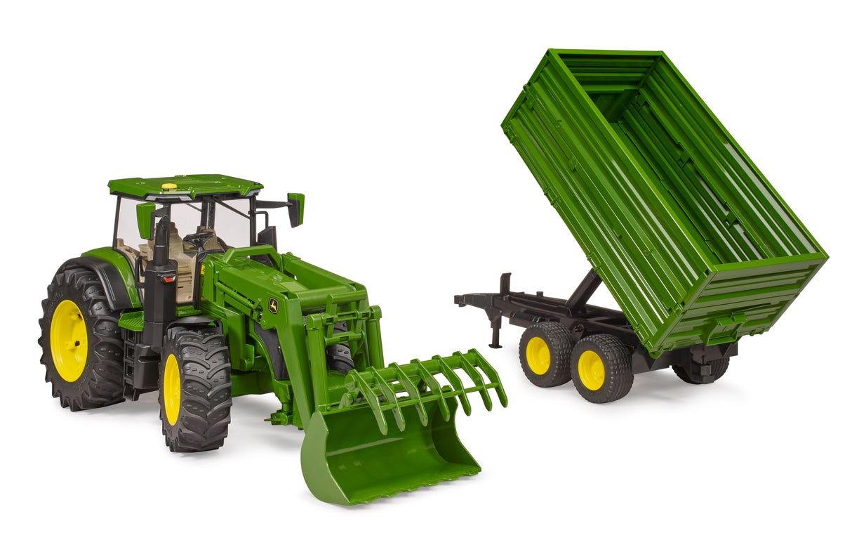 John Deere 7R 350 with frontloader and tandem axle tipping trailer