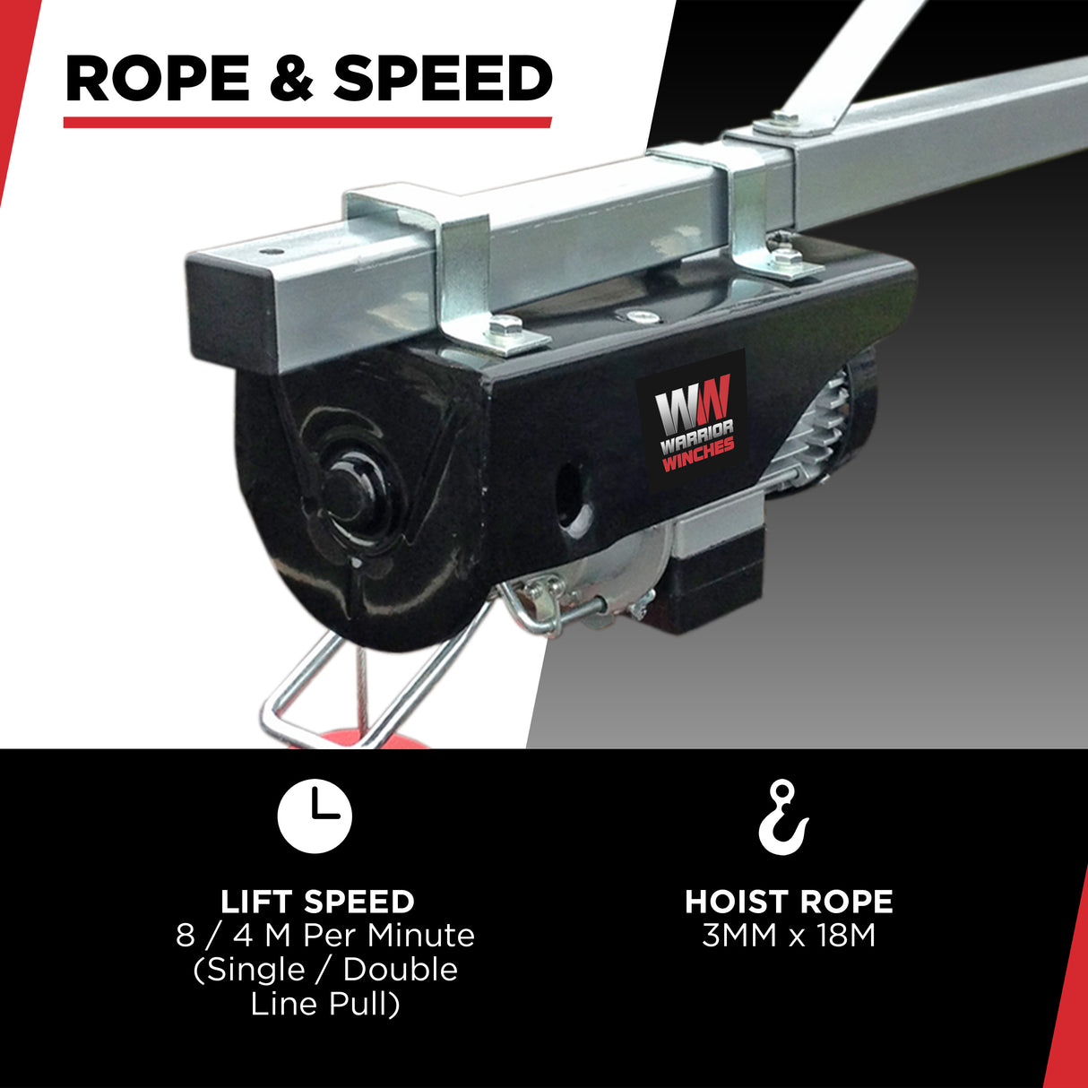 125/250kg Warrior Electric Hoist - Ideal for lifting Heaters, Drinkers or short Pan Line