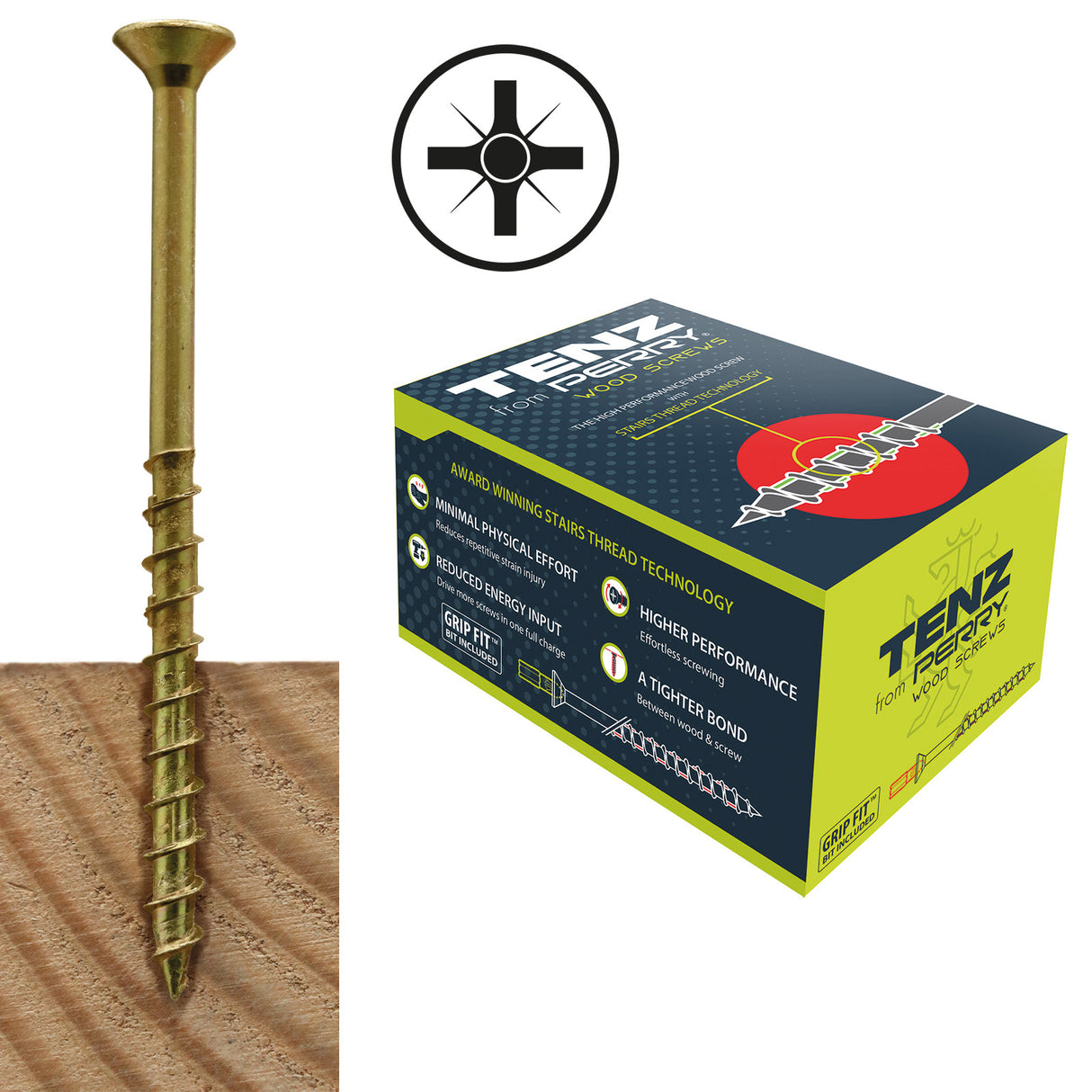 TENZ High Performance Wood Screws - Pozi Head