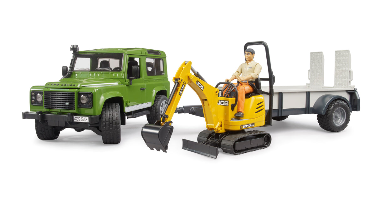 Land Rover Defender with JCB Mini Digger