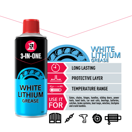 White Lithium Grease - 3-IN-ONE - 400ml Spray Can