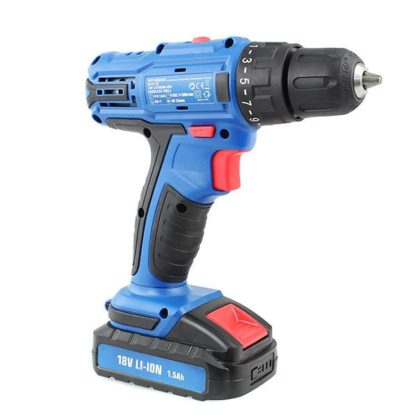 Hyundai HY2175 18v Li-Ion Cordless Drill Driver Includes 89 Drill Bit Accessories & Carry Case