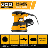 JCB Corded Electric Random Orbital Sander 125mm 240W | 21-RO125