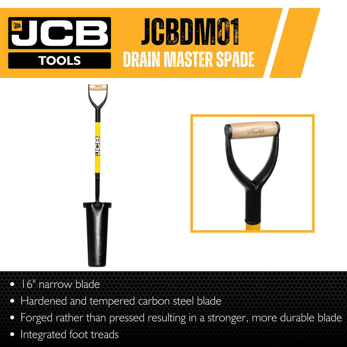 jcb tools JCB Professional Solid Forged Grafting Spade (Newcastle Style) – Drain Master | JCBDM01