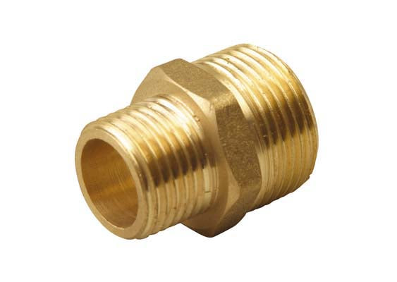 ¾" x ¼" Brass Reducing Nipple, Male thread x Male thread