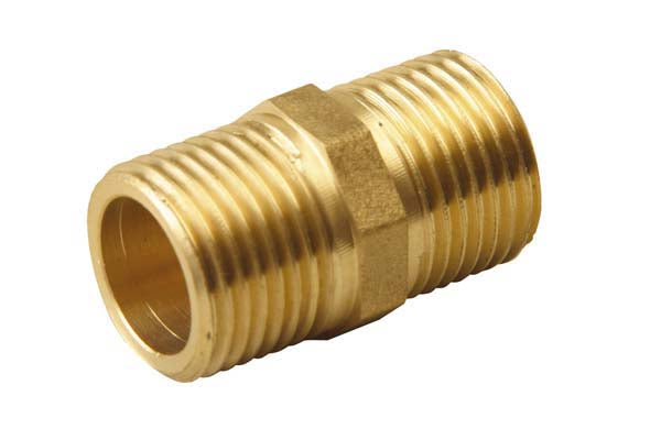 ¼" x ¼" Brass Double Nipple, Male thread x Male thread