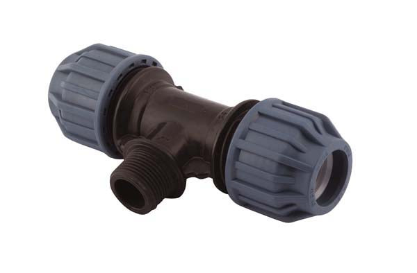 25mm x ¾" x 25mm Compression T-Piece 90°, Compression x Male thread x Compression